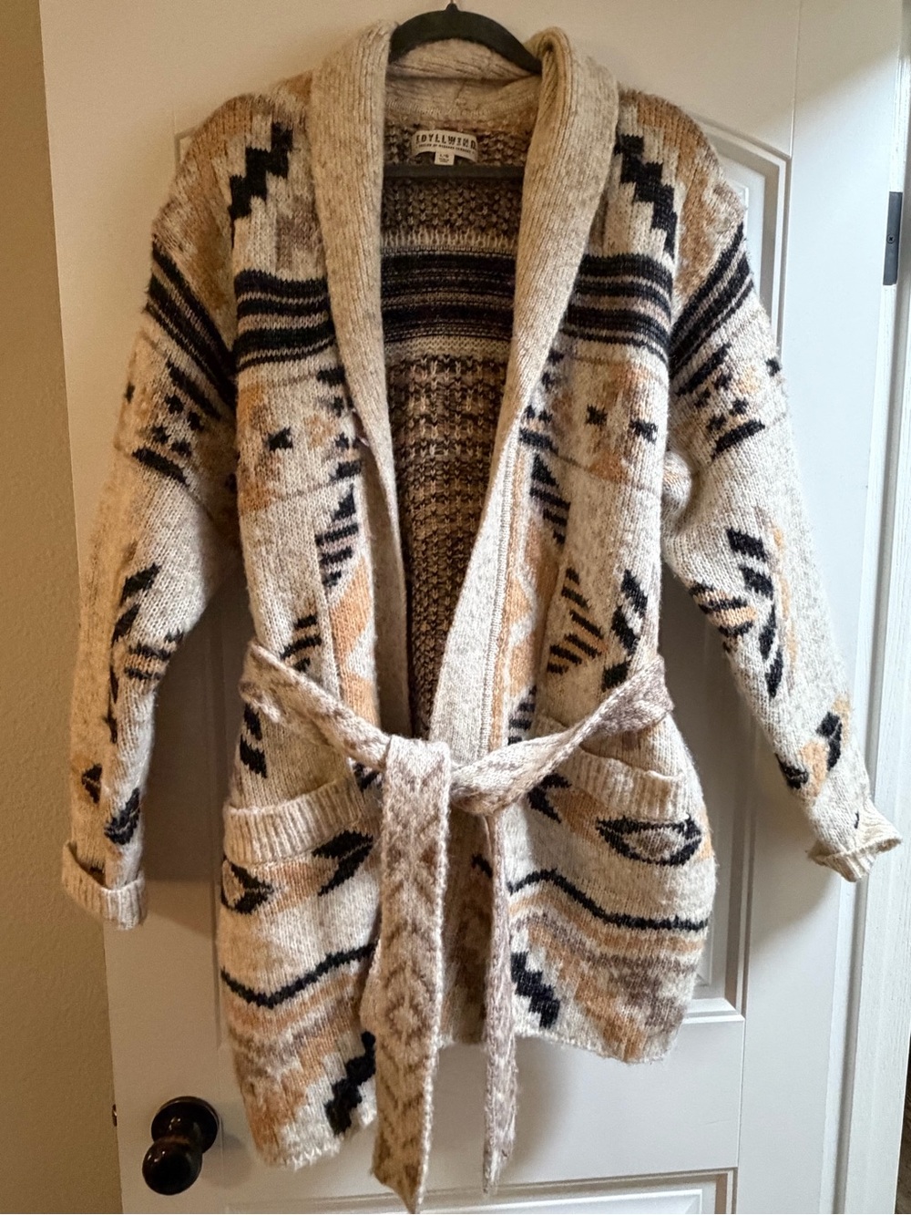 Idyllwind Miranda Lambert Southwestern Belted Cardigan Cream L